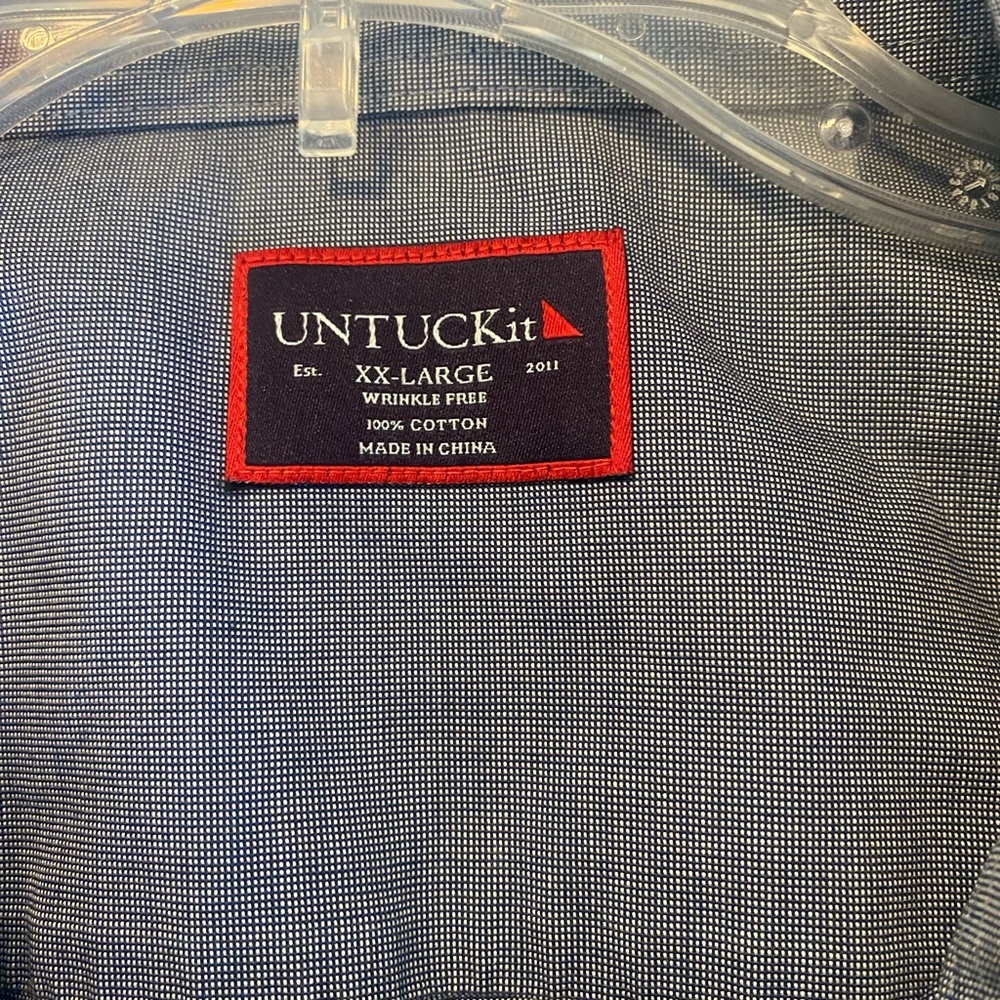 UNTUCK IT Blue Short Sleeve Button Down Shirt XX Large XXL FLAW - Picture 5 of 8